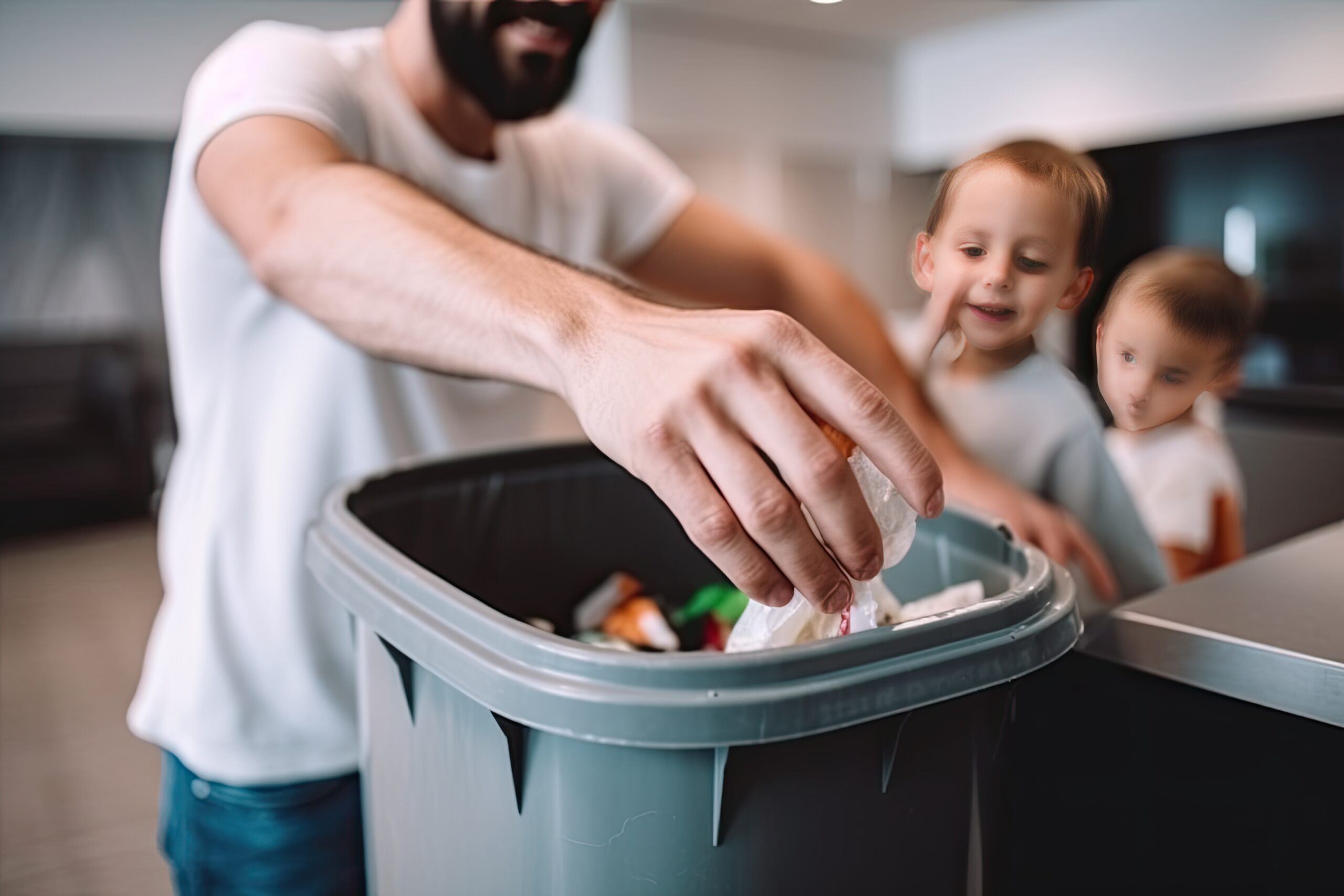pere-apprenant-a-son-fils-a-jeter-des-ordures-dans-une-poubelle-de-recyclage-a-la-maisonia-generative