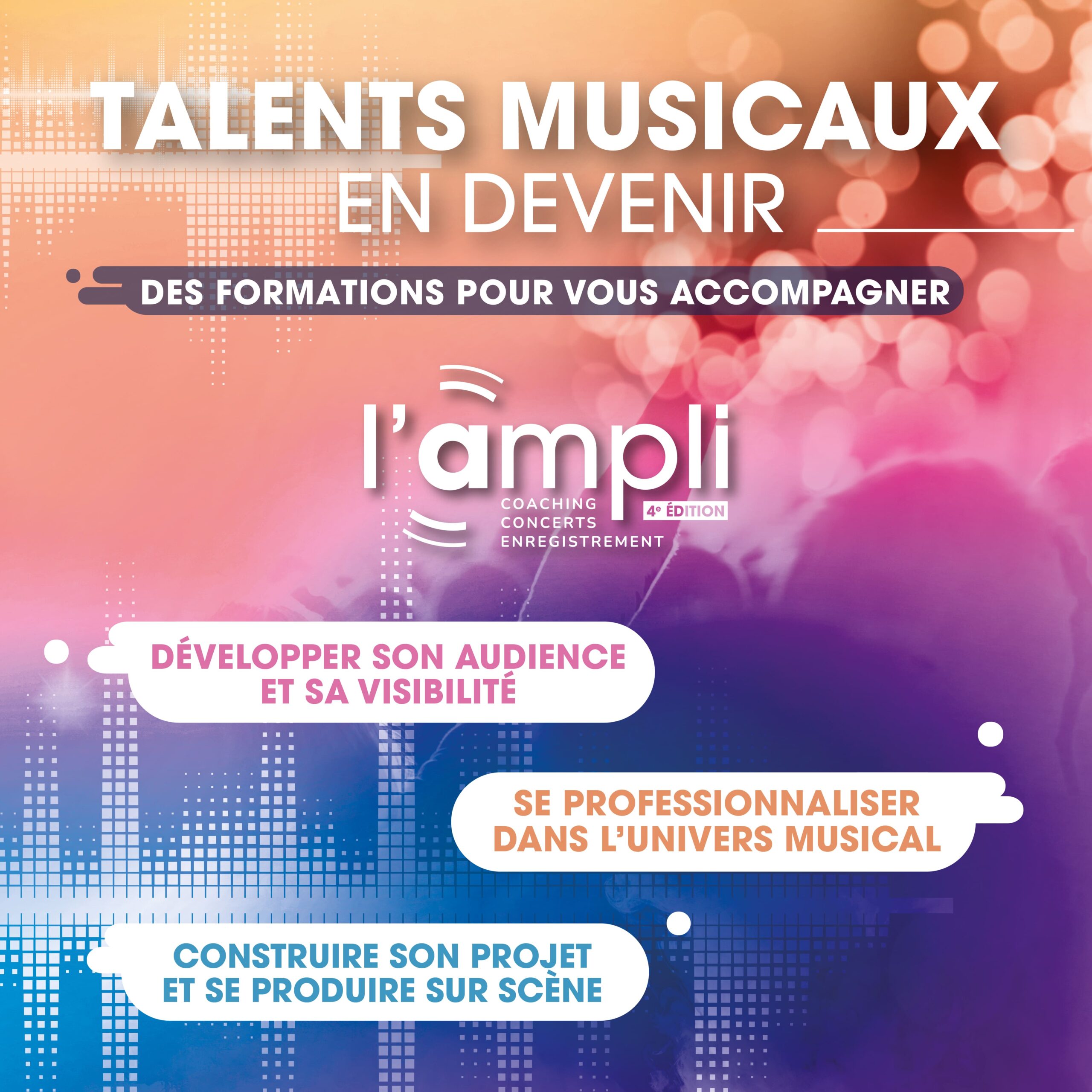 visuel qui illustre les formations proposées dans le cadre du dispositif l'ampli.